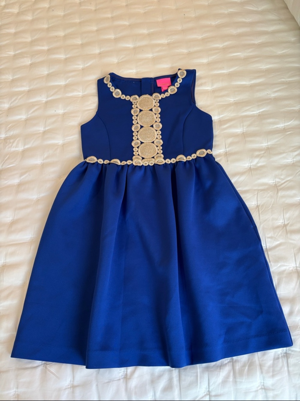 Lilly Pulitzer Royal Blue Sleeveless Dress with Gold Trim